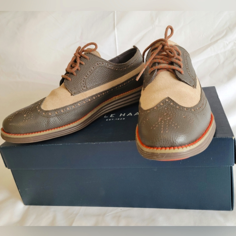 Cole Haan Grand Wingtip Oxfords size 7.5 Chestnut/tan